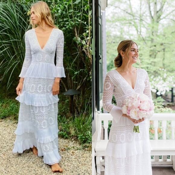 LoveShackFancy Lennon dress bridal gown White Free People Size 6 - Picture 11 of 11